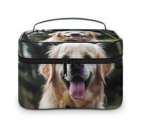 VFMKT Trousse de maquillage amusante Golden Retriever portable de voyage avec fermeture éclair pour femme - Trousse de toilette amusante Golden Retriever - 25 x 18 x 15 cm, Drôle Golden Retriever,