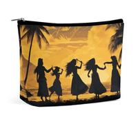 VFMKT Trousse de maquillage étanche pour femme avec cinq silhouettes de trousse de maquillage de danse hawaïenne avec fermeture éclair - Trousse de toilette de voyage pour femme, style, taille unique,
