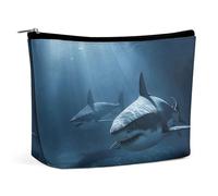 VFMKT Trousse de maquillage étanche pour femme avec deux requins dans la trousse de maquillage avec fermeture éclair - Trousse de toilette de voyage pour femme, style, taille unique, Style :, Taille