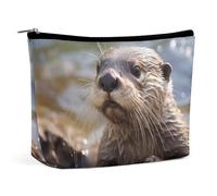 VFMKT Trousse de maquillage étanche pour femme - Motif loutre jouant dans l'eau - Avec fermeture éclair - Trousse de toilette de voyage pour femme - Style unique, Style :, Taille unique
