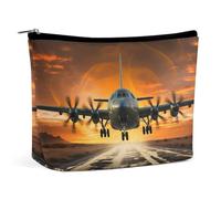 VFMKT Trousse de maquillage étanche pour femme pour sac à main, trousse de toilette de voyage en avion militaire atterrissant sur les pistes aériennes contre la belle trousse de maquillage DuSky avec