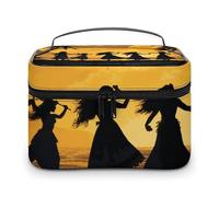 VFMKT Trousse de maquillage portable à cinq silhouettes de danse hawaïenne avec fermeture éclair pour femme - Cinq silhouettes de danse hawaïenne - 25 x 18 x 15 cm, Cinq silhouettes de danse