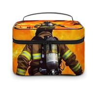VFMKT Trousse de maquillage portable avec fermeture éclair pour femme - 25 x 18 x 15 cm, Flamme de pompier, 25x18x15cm