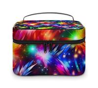 VFMKT Trousse de maquillage portable avec fermeture éclair pour femme - Belle et colorée - 25 x 18 x 15 cm, Art coloré et brillant, 25x18x15cm