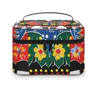 VFMKT Trousse de maquillage portable avec fermeture éclair pour femme Motif cheval suédois 25 x 18 x 15 cm, Tapis suédois Dala Horse Folk, 25x18x15cm