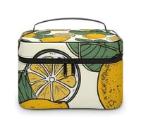 VFMKT Trousse de maquillage portable avec fermeture éclair pour femme Motif citron 25 x 18 x 15 cm, Motif citron, 25x18x15cm