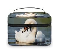 VFMKT Trousse de maquillage portable avec fermeture éclair pour femme - Motif cygne mignon - 25 x 18 x 15 cm, Joli petit cygne, 25x18x15cm