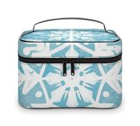 VFMKT Trousse de maquillage portable avec motif flocon de neige d'hiver avec fermeture éclair pour femme, flocon de neige, 25 x 18 x 15 cm, Flocon de neige, 25x18x15cm