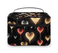 VFMKT Trousse de maquillage portable de voyage avec fermeture éclair pour femme - 25 x 18 x 15 cm, Amour lumineux, 25x18x15cm
