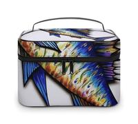 VFMKT Trousse de maquillage portable de voyage avec fermeture éclair pour femme - 25 x 18 x 15 cm, Fish Art, 25x18x15cm