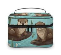 VFMKT Trousse de maquillage portable de voyage avec fermeture éclair pour femme - 25 x 18 x 15 cm, Loutres, 25x18x15cm