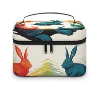 VFMKT Trousse de maquillage portable de voyage avec fermeture éclair pour femme, lapin arc-en-ciel, 25 x 18 x 15 cm, Lapin arc-en-ciel, 25x18x15cm