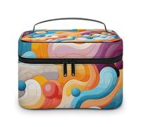 VFMKT Trousse de maquillage portable de voyage avec fermeture éclair pour femme, lignes de dessin animé, 25 x 18 x 15 cm, Lignes de dessin, 25x18x15cm