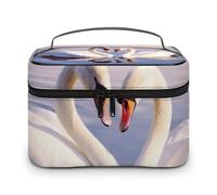 VFMKT Trousse de maquillage portable en forme de cœur de cygne avec fermeture éclair pour femme - 25 x 18 x 15 cm, Cœur de cygne, 25x18x15cm