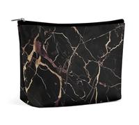 VFMKT Trousse de maquillage pour femme - Étanche - En marbre noir et doré - Avec fermeture éclair - Trousse de toilette de voyage pour femme - Style unique, Style :, Taille unique