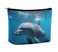 VFMKT Trousse de maquillage pour femme - Étanche - Motif dauphins - Avec fermeture éclair - Trousse de toilette de voyage - Style - Taille unique, Style :, Taille unique