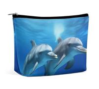 VFMKT Trousse de maquillage pour femme - Étanche - Motif dauphins - Avec fermeture éclair - Trousse de toilette de voyage - Style - Taille unique, Style :, Taille unique