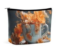 VFMKT Trousse de maquillage pour femme - Étanche - Motif fleurs dans une tasse - Avec fermeture éclair - Trousse de toilette de voyage - Style - Taille unique, Style :, Taille unique