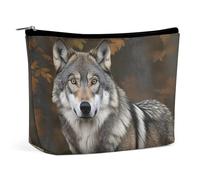 VFMKT Trousse de maquillage pour femme - Étanche - Motif loup gris sauvage - Avec fermeture éclair - Trousse de toilette de voyage pour femme - Style - Taille unique, Style :, Taille unique