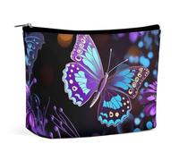 VFMKT Trousse de maquillage pour femme - Étanche - Motif papillon et fleurs - Avec fermeture éclair - Trousse de toilette de voyage - Style - Taille unique, Style :, Taille unique