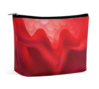 VFMKT Trousse de maquillage pour femme - Étanche - Motif vagues rouges - Avec fermeture éclair - Trousse de toilette de voyage - Style - Taille unique, Style :, Taille unique