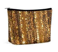 VFMKT Trousse de maquillage pour femme - Étanche - Paillettes dorées - Avec fermeture éclair - Trousse de toilette de voyage pour femme - Style unique, Style :, Taille unique