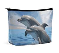 VFMKT Trousse de maquillage pour femme pour sac à main étanche avec deux dauphins avec fermeture éclair - Trousse de toilette de voyage pour femme, style, taille unique, Style :, Taille unique