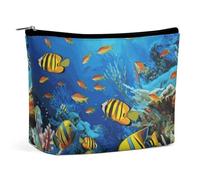 VFMKT Trousse de maquillage pour femme pour sac à main étanche avec fermeture éclair - Trousse de toilette de voyage pour femme - Style : poisson tropical - Taille unique, Style :, Taille unique