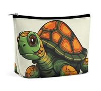 VFMKT Trousse de maquillage pour femme pour sac à main étanche avec illustration de tortue de dessin animé, pochette de maquillage avec fermeture éclair, trousse de toilette de voyage organisateur