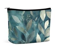 VFMKT Trousse de maquillage pour femme pour sac à main étanche avec motif de feuilles simples, pochette de maquillage avec fermeture éclair, trousse de toilette de voyage pour femmes, style, taille