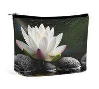 VFMKT Trousse de maquillage pour femme pour sac à main - Étanche - Motif floral et pierres zen noires - Avec fermeture éclair - Trousse de toilette de voyage pour femme - Style unique, Style :, Taille