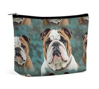 VFMKT Trousse de maquillage pour femme pour sac à main étanche, trousse de maquillage amusante avec motif bouledogue anglais avec fermeture éclair, trousse de toilette de voyage pour femmes, style,