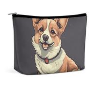 VFMKT Trousse de maquillage pour femme pour sac à main - Trousse de maquillage étanche avec illustration de chien Corgi - Avec fermeture éclair - Trousse de toilette de voyage pour femme - Style -