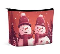 VFMKT Trousse de maquillage pour femme pour sac à main, trousse de maquillage étanche, deux bonhommes de neige ensemble, trousse de maquillage avec fermeture éclair, trousse de toilette de voyage pour