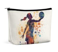 VFMKT Trousse de maquillage pour femme pour sac à main, trousse de maquillage étanche, motif basket-ball, pochette de maquillage avec fermeture éclair, trousse de toilette de voyage pour femmes,