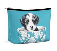 VFMKT Trousse de maquillage pour femme pour sac à main - Trousse de maquillage étanche - Motif chiot dans une tasse - Avec fermeture éclair - Trousse de toilette de voyage pour femme - Style - Taille