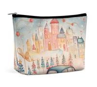 VFMKT Trousse de maquillage pour femme pour sac à main, trousse de maquillage étanche, motif voitures dans une petite ville, trousse de toilette de voyage avec fermeture éclair, organiseur pour