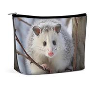 VFMKT Trousse de maquillage pour femme pour sac à main, trousse de maquillage étanche Opossum dans la neige, pochette de maquillage avec fermeture éclair, trousse de toilette de voyage pour femmes,