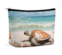 VFMKT Trousse de maquillage pour femme pour sac à main, trousse de maquillage étanche, tortue de mer, étoile de mer, pochette de maquillage avec fermeture éclair, trousse de toilette de voyage pour