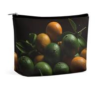 VFMKT Trousse de maquillage pour femme pour sac à main - Trousse de maquillage étanche - Vert et jaune - Orange - Avec fermeture éclair - Trousse de toilette de voyage pour femme - Style unique, Style