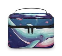 VFMKT Whale Trousse de maquillage portable de voyage avec fermeture éclair pour femme Motif baleine 25 x 18 x 15 cm, Baleine, 25x18x15cm