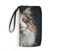 VFMNT Portefeuille en cuir marron et gris de grande capacité avec fermeture éclair sur le pourtour pour téléphone, sac à main de voyage pour homme et femme, blanc, 19,7 x 10,5 cm, blanc, 19.7x10.5cm