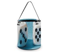 VFMNT Sacs à bonbons d'Halloween avec deux dés blancs avec poignées, sac fourre-tout d'Halloween, sac à friandises d'Halloween, seau à bonbons pour fête d'Halloween, 20 x 21 cm, blanc, 20 x 21 cm,