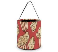 VFMNT Sacs à bonbons d'Halloween avec poignées - Imprimé pop-corn - Sac fourre-tout d'Halloween - Seau à bonbons pour Halloween - 20 x 21 cm - Blanc - 20 x 21 cm, blanc, 7.9x8.3 Inches