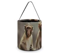 VFMNT Sacs à bonbons ou friandises d'Halloween avec poignées - Singe assis - Sac fourre-tout d'Halloween - Seau à bonbons pour fête d'Halloween - 20 x 21 cm - Blanc - 20 x 21 cm, blanc, 7.9x8.3 Inches