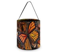 VFMNT Sacs à friandises d'Halloween avec poignées - Motif papillons monarques - Sac fourre-tout d'Halloween - Seau à bonbons pour fête d'Halloween - 20 x 21 cm - Blanc - 20 x 21 cm, blanc, 7.9x8.3