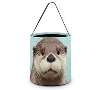 VFMNT Sacs à friandises ou à friandises d'Halloween - Joli sac à bonbons en forme de loutre avec poignées - Sac fourre-tout d'Halloween - Seau à bonbons pour fête d'Halloween - 20 x 21 cm - Blanc - 20