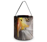 VFMNT Sacs à friandises ou tours d'Halloween avec poignées - Motif drapeau américain - Sac fourre-tout d'Halloween - Seau à bonbons pour fête d'Halloween - 20 x 21 cm, blanc, 7.9x8.3 Inches