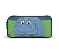 VFMNT Trousse à crayons de grande capacité avec fermeture éclair - Motif hippopotame - Esthétique - Trousse de maquillage pour femme, blanc, 22*12*5cm, Porte-stylo