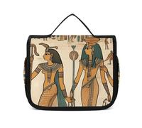 VFMNT Trousse de toilette pour femmes, hommes et femmes en Égypte ancienne, trousse de maquillage avec crochet de suspension, trousse de toilette étanche, grande capacité, sac de voyage pour